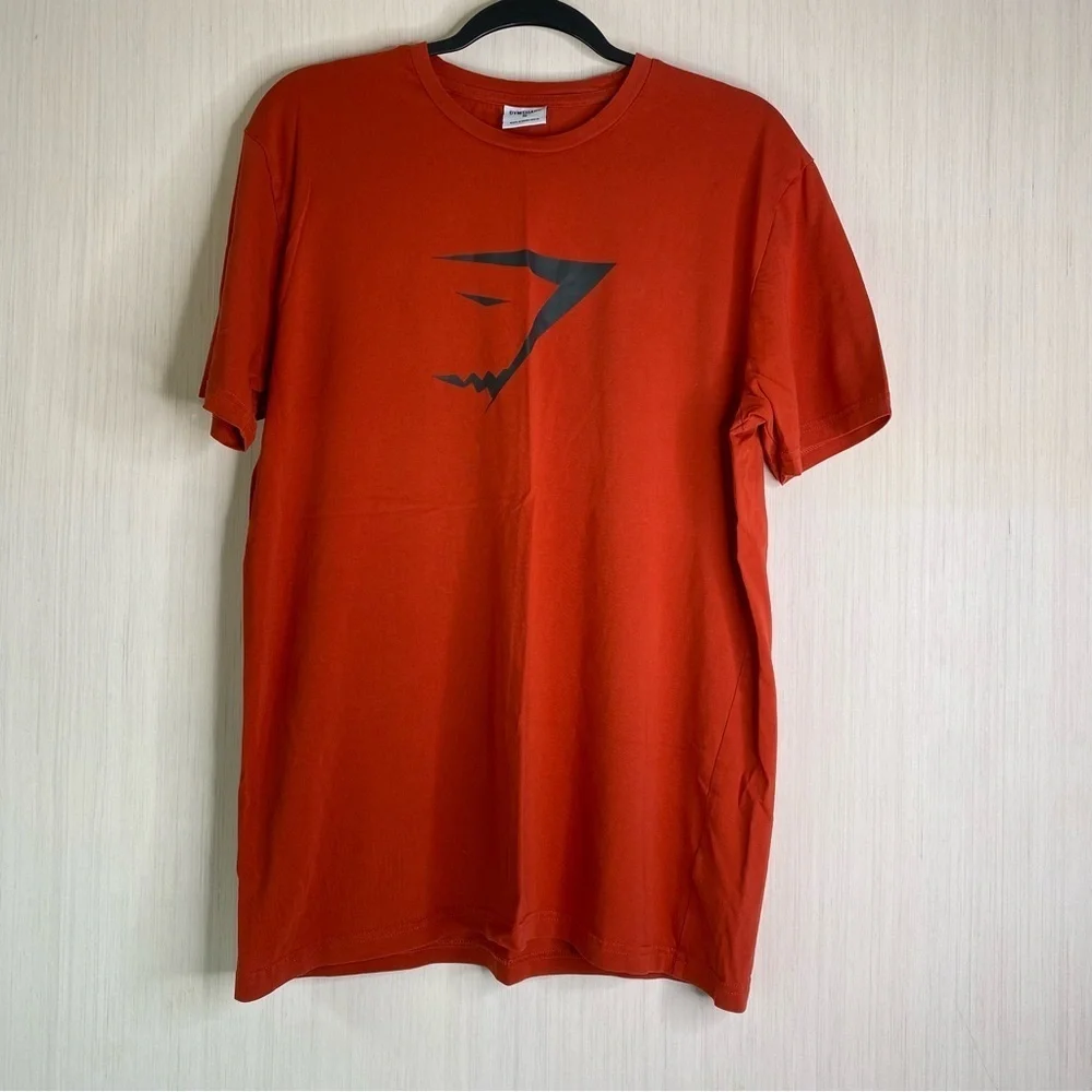 Gymshark Shark Head Infill Men’s Shirt Sleeve T-Shirt Orange Medium - Picture 1 of 6